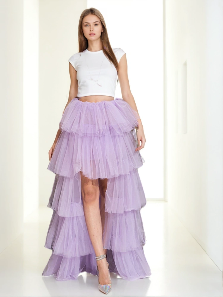 Mesh Patchwork Cake Puffy Skirt