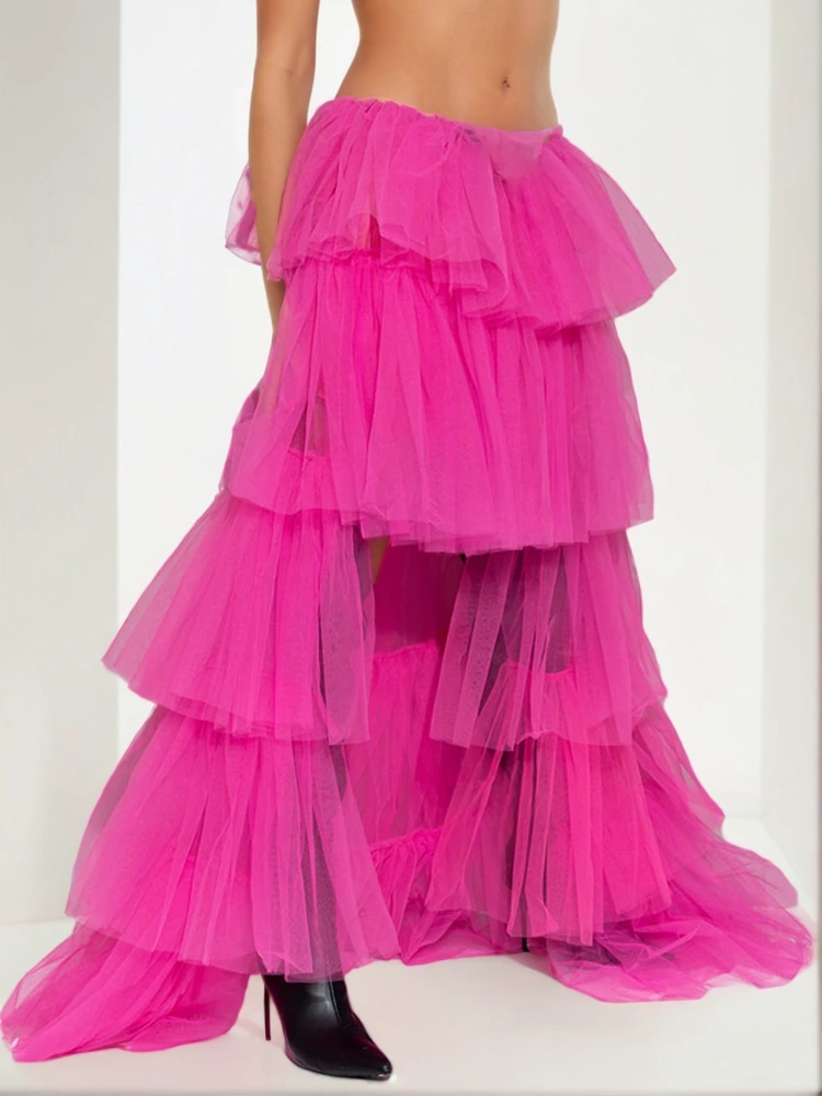 Mesh Patchwork Cake Puffy Skirt