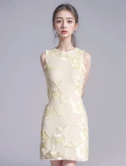 Embroidered Flower Backless Slim Fit Vest Dresses New