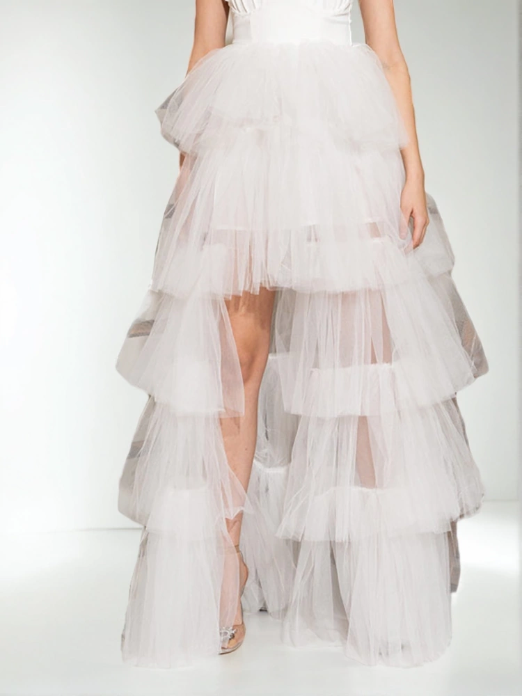 Mesh Patchwork Cake Puffy Skirt