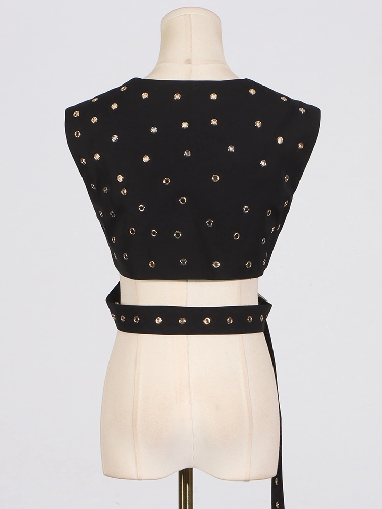 Handmade Rivet Sleeveless Vest Jacket