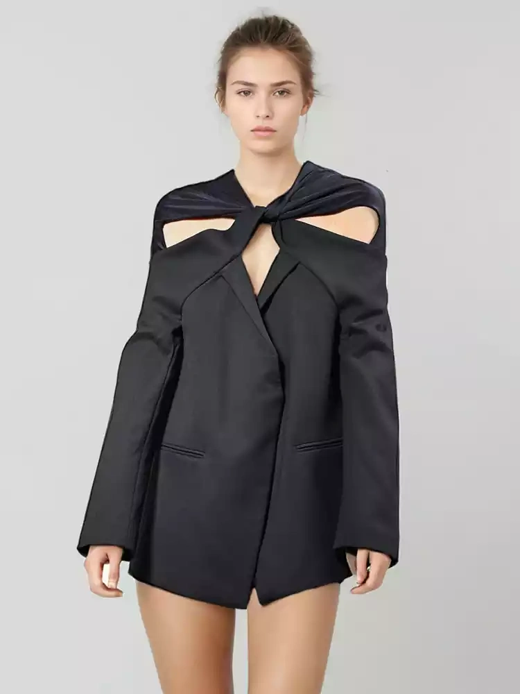 Hollow Out Twisted Cut Suit Blazer