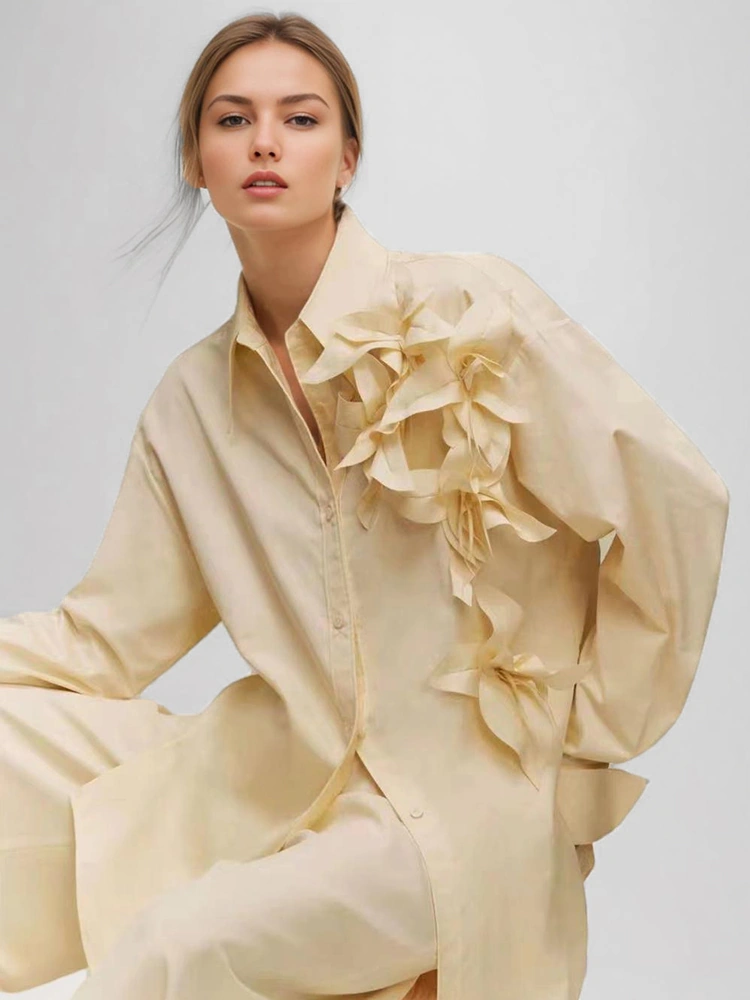 Inspired Petal Patchwork Lapel Shirt Tops