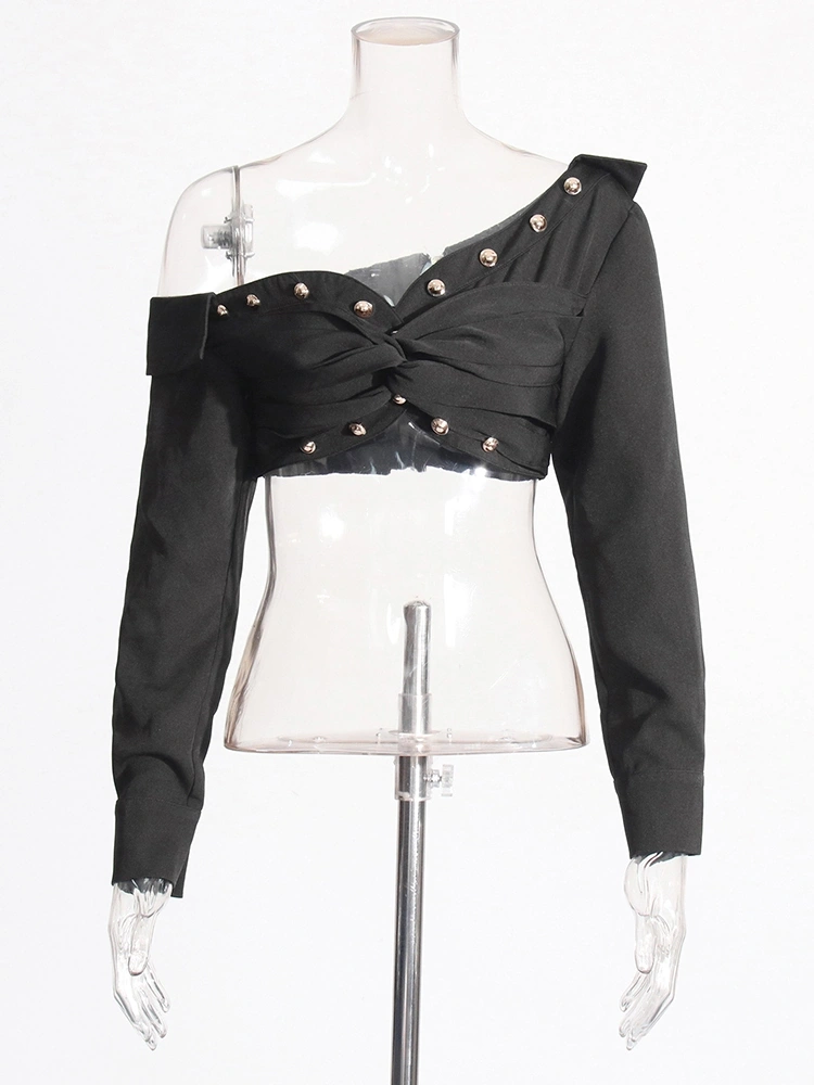 Long SLeeve Blouse With Pleated High Waiste Skirt Two PIece Set