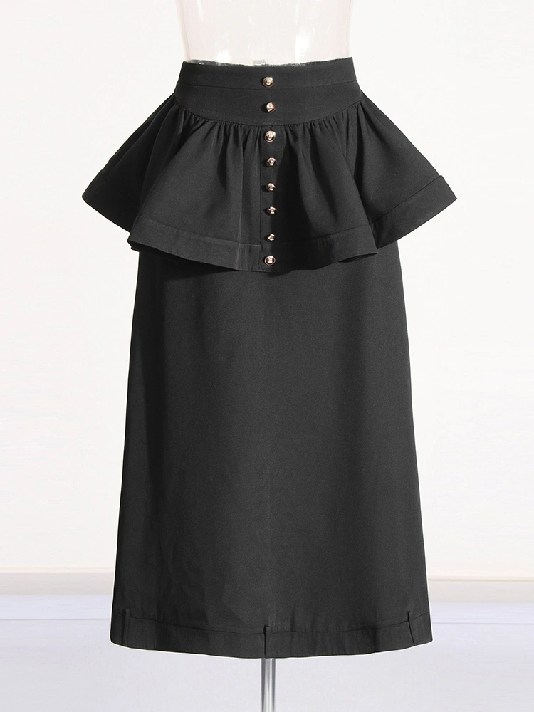 Long SLeeve Blouse With Pleated High Waiste Skirt Two PIece Set