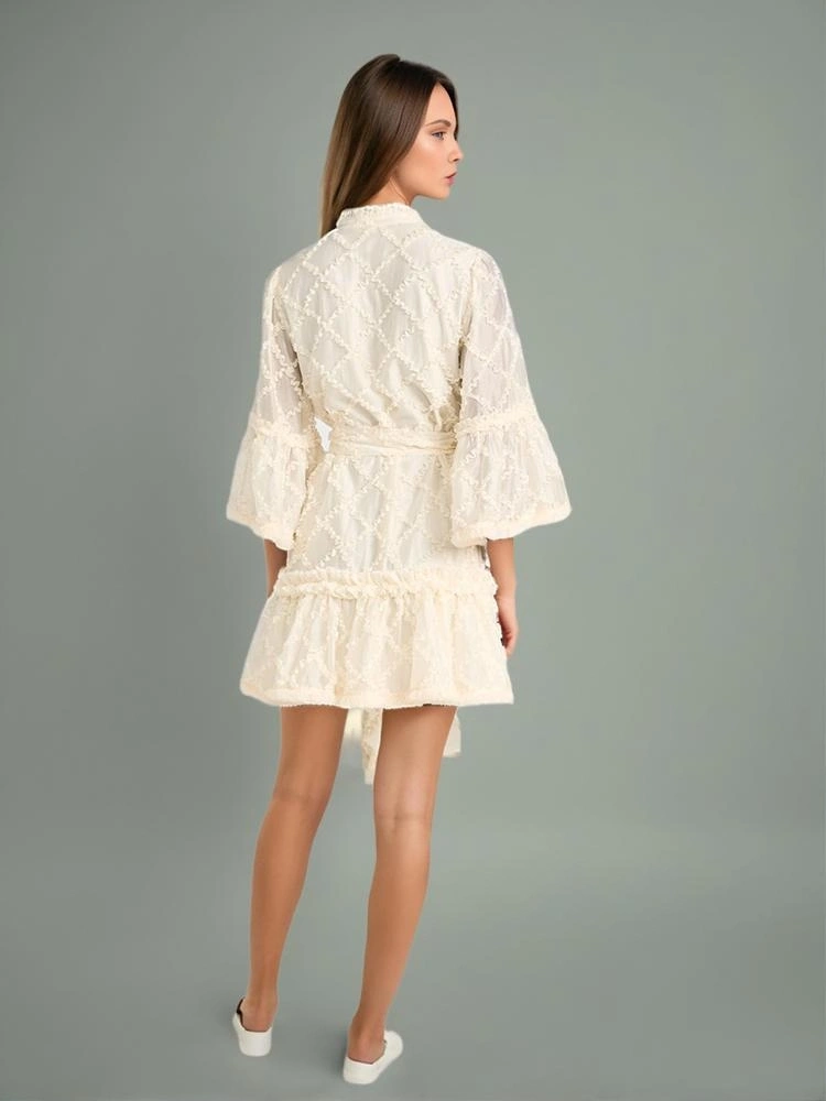 Flare Sleeve Lace Sheer Mini Dresses New