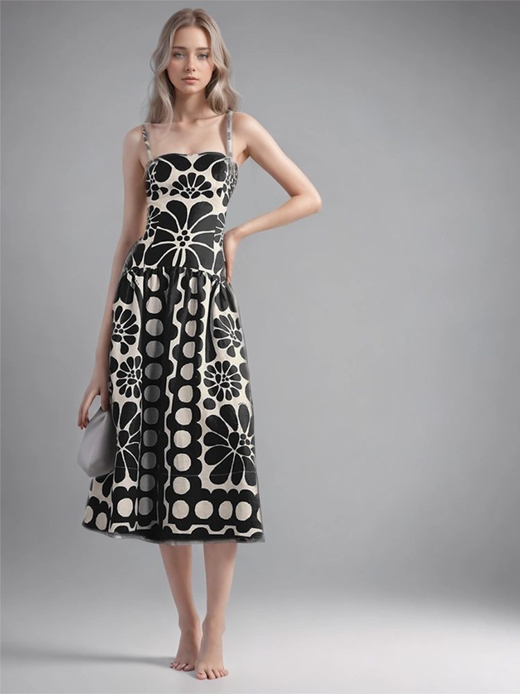 Red Printing Pollka Dot Waist Strap Maxi Dresses New