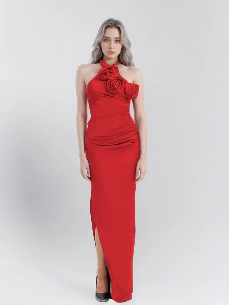 Flower Hanging Neck Maxi Dresses New