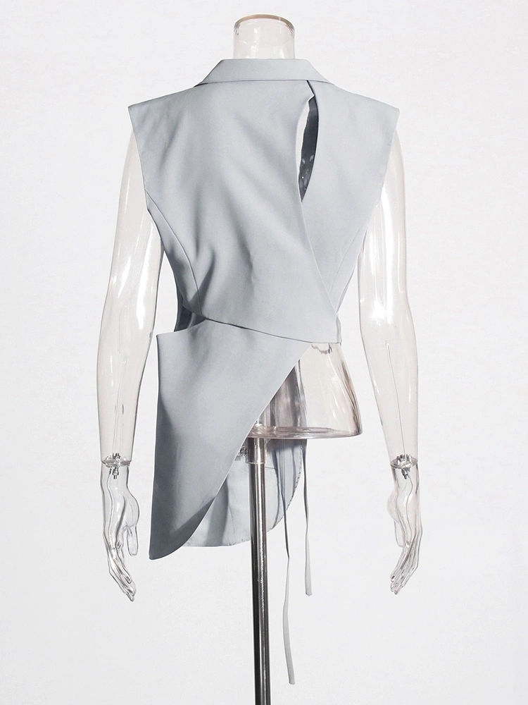 V Neck Irregular Lace Sleeveless Vest Jacket