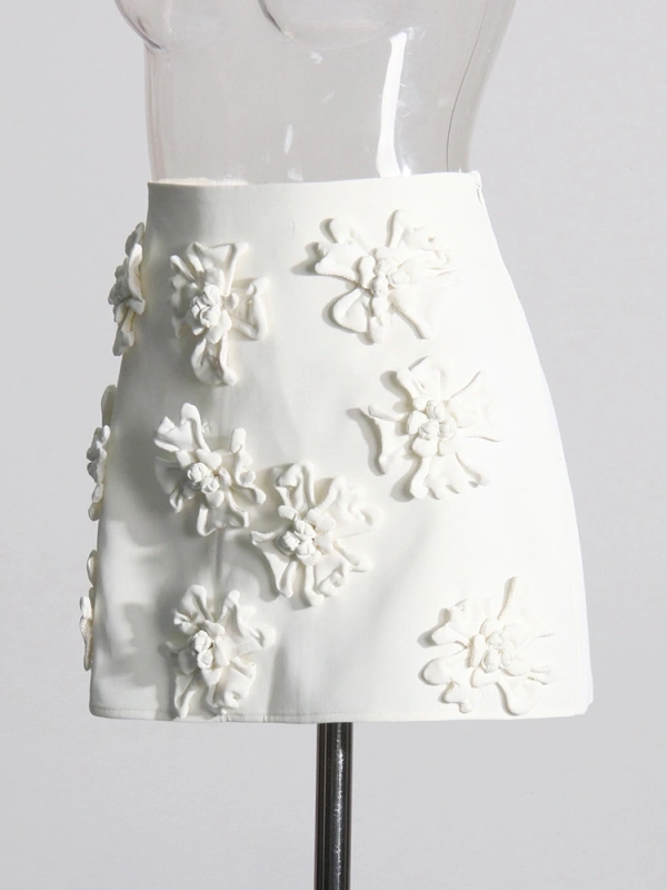Sexy 3D Flower Wrapped Hip Skirt