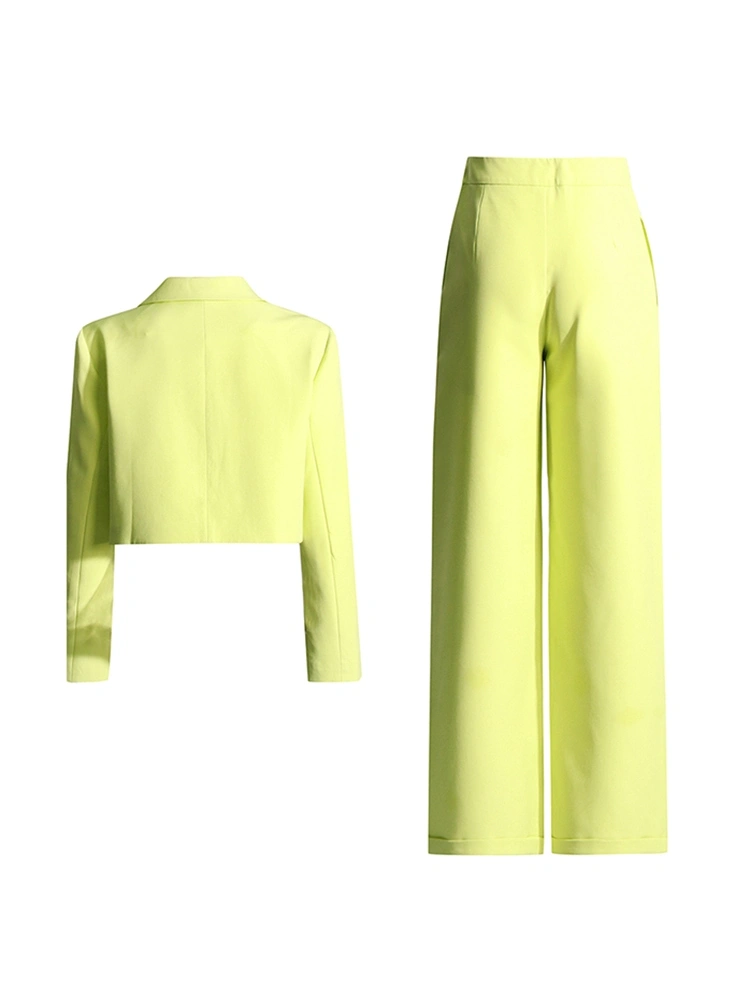 V Neck Short Suit High Waist Straight Two Piece Set
