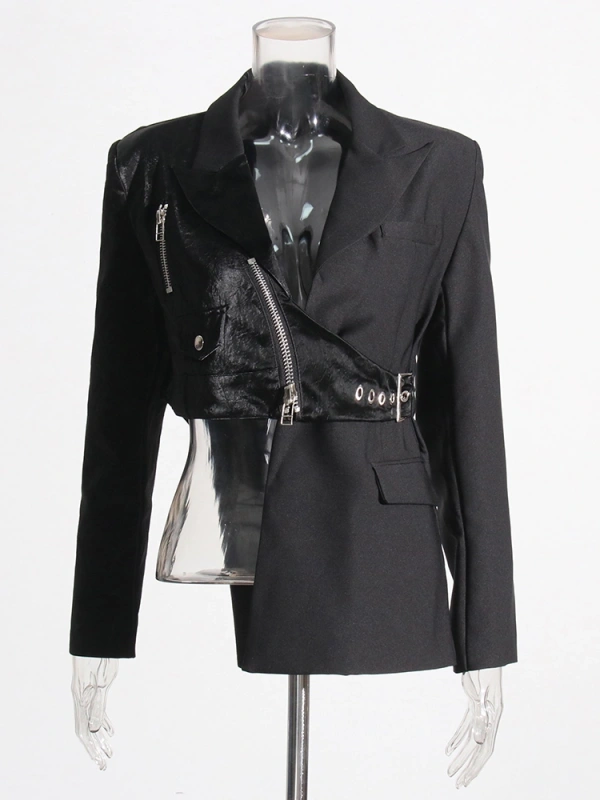 Black Irregular Top Short Suit Blazer