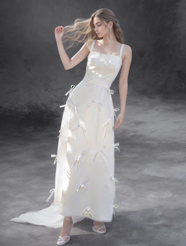Pure White Bow French Dreses New