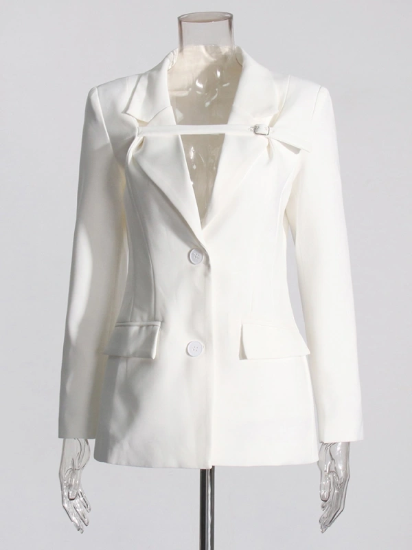 Elegant Button Minimalist Blazer Coat