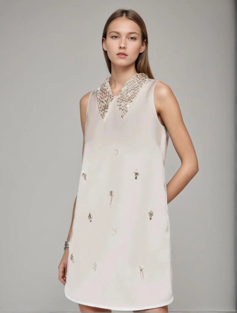 Sleeveless Stain Mini Dresses New