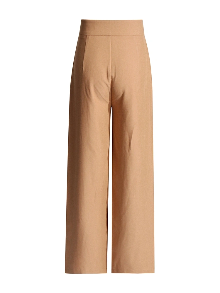 Pleated High Wiast Wide Leg Straight Leg Mop Pants