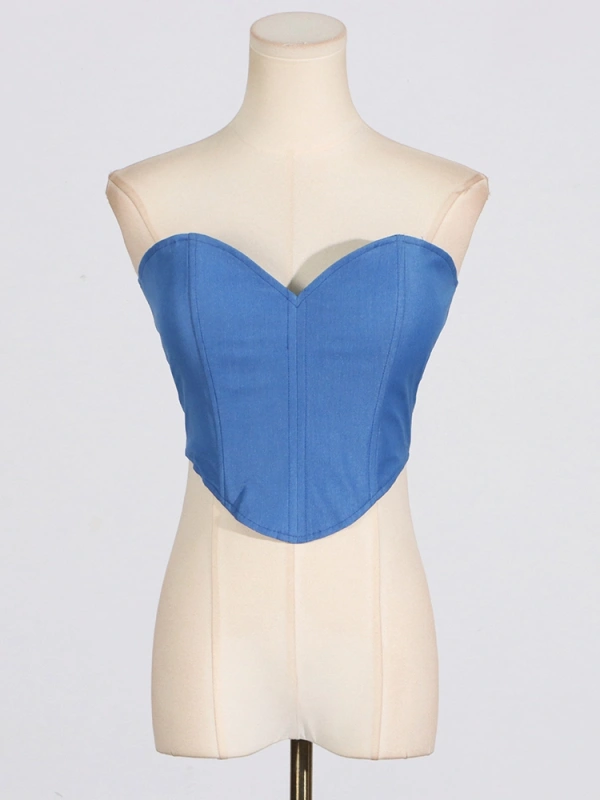 Sexy Strapless Vest Irreguar Skirt Two Piece Set