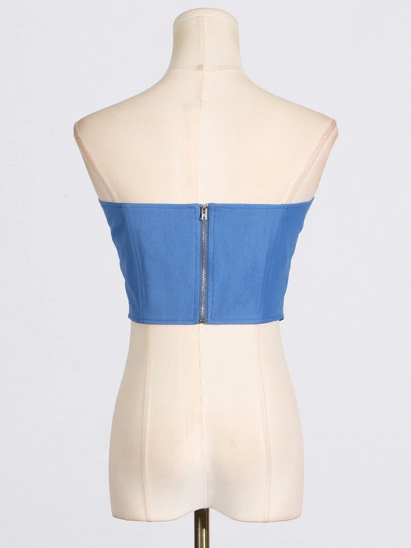 Sexy Strapless Vest Irreguar Skirt Two Piece Set