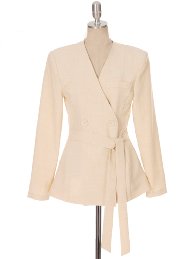 High Waist Straight Pant  Belt  Coat Two Piece Sets
