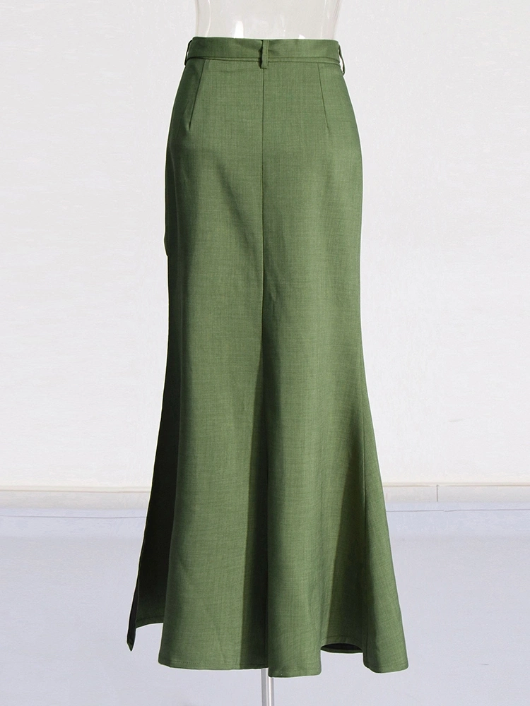 One Shoulder Irregular Jacket High Waist Split Skirt Two Piece Set