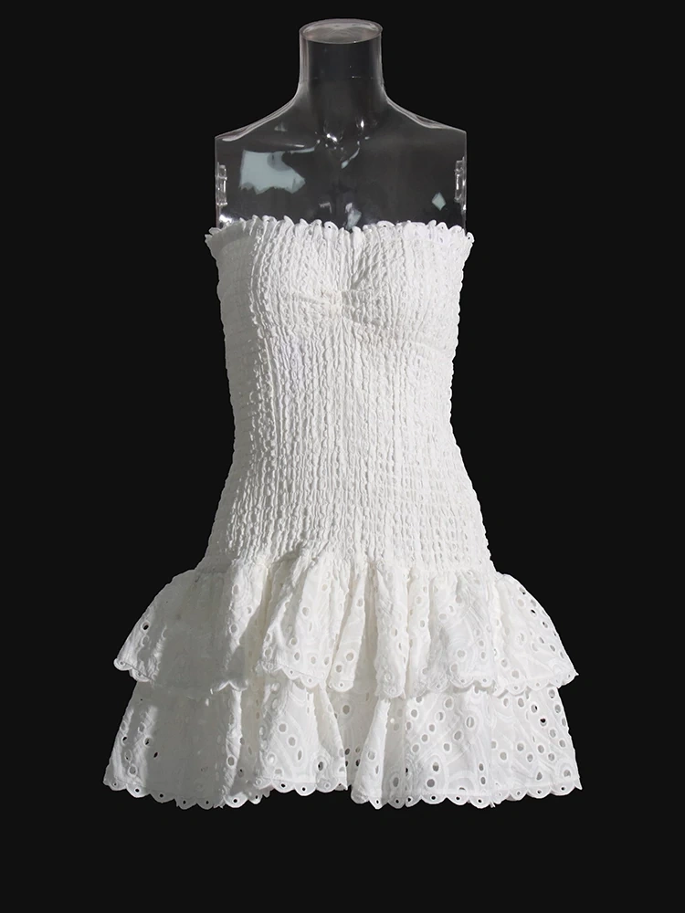 Layered Hem Strapless Women  Mini Dresses