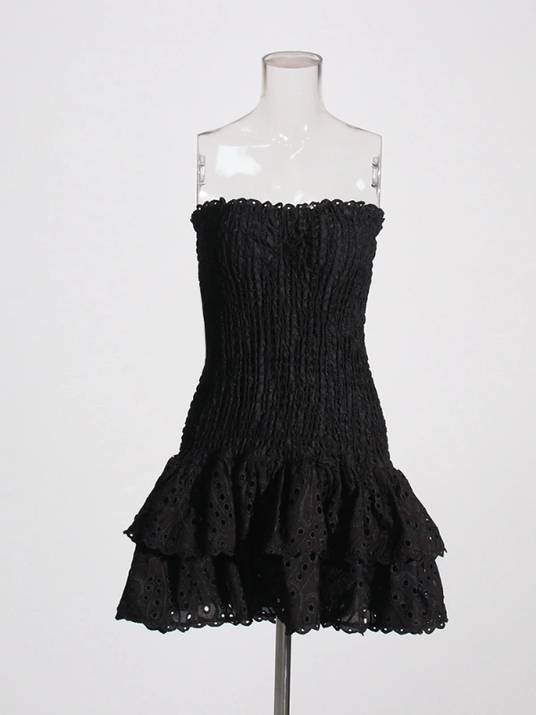 Layered Hem Strapless Women  Mini Dresses