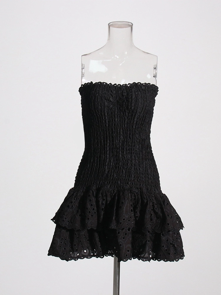 Layered Hem Strapless Women  Mini Dresses