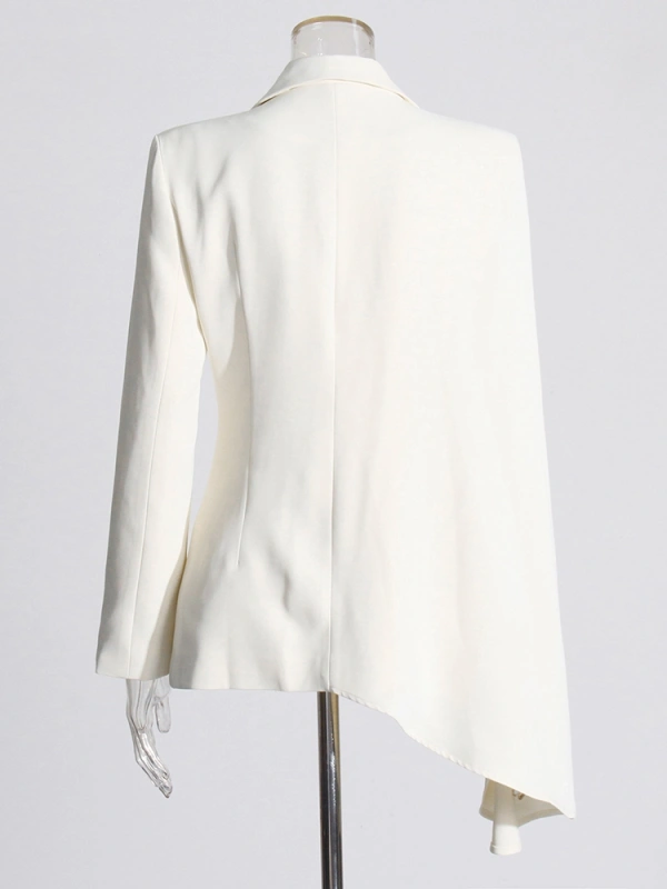 Irregular Sleeve Design Blazer Pleated Skirt Two Piece Set