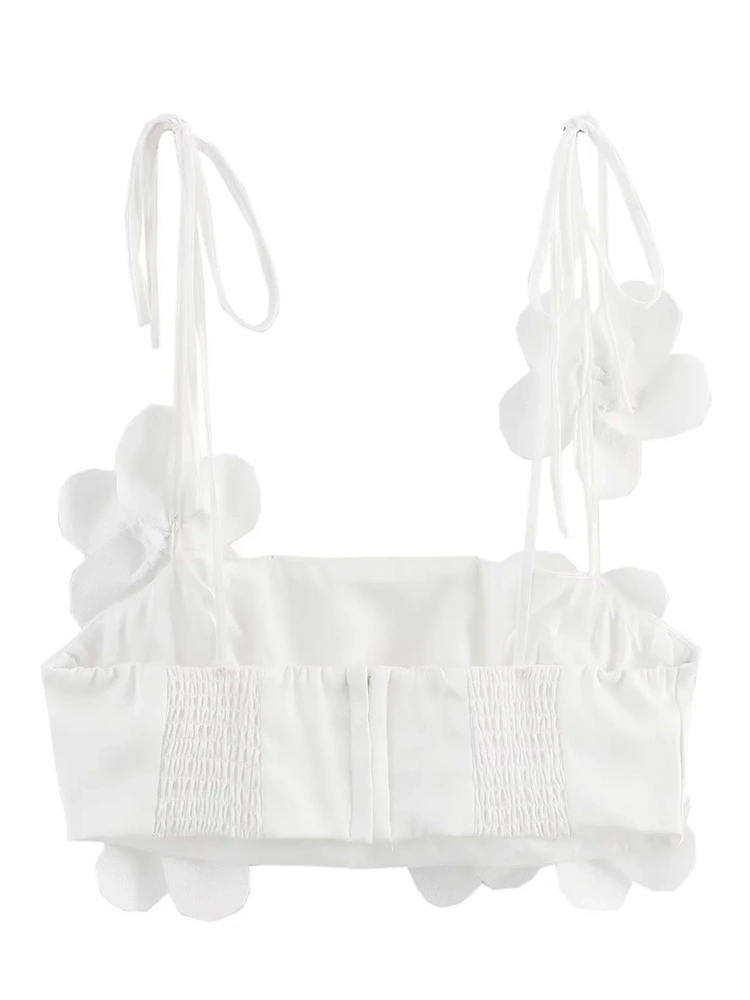 White Flower Suspender Vest