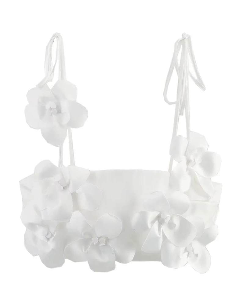 White Flower Suspender Vest