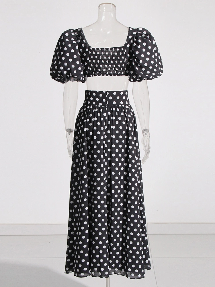 Casual Dot  Split Two Piece Sets Square Collar