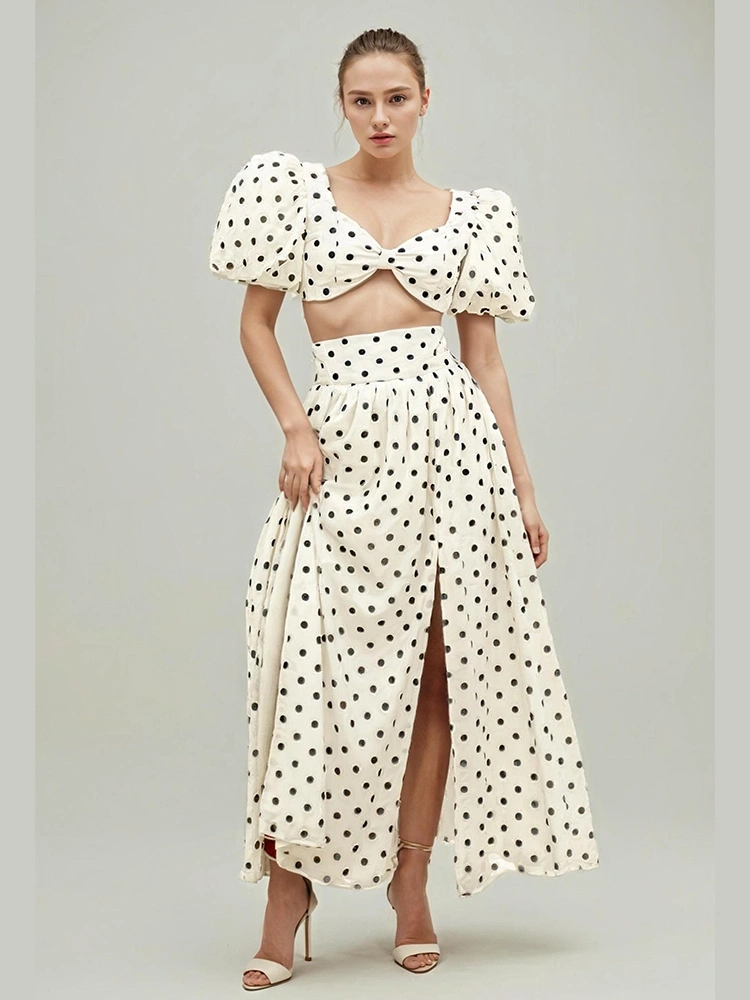 Casual Dot  Split Two Piece Sets Square Collar