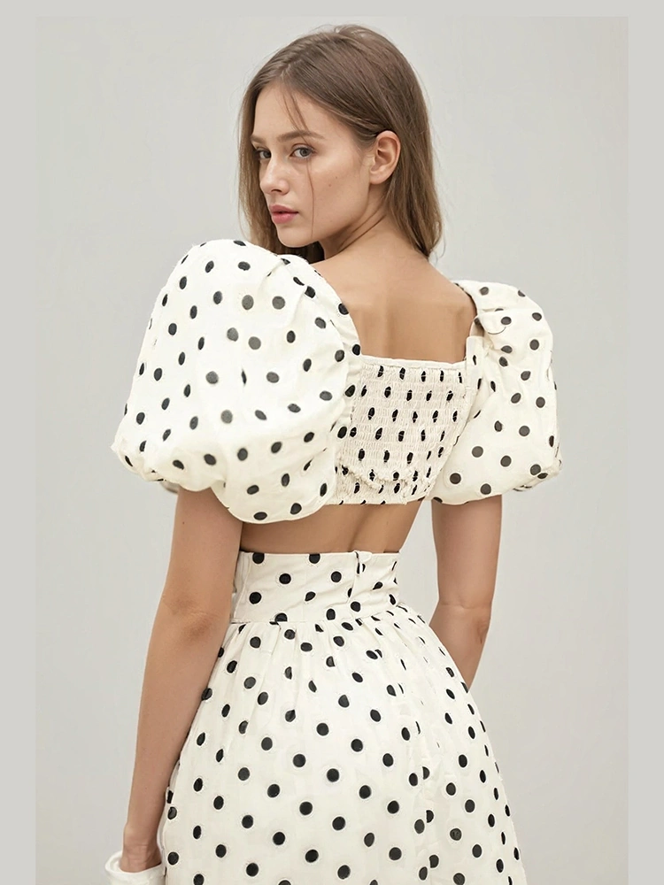 Casual Dot  Split Two Piece Sets Square Collar