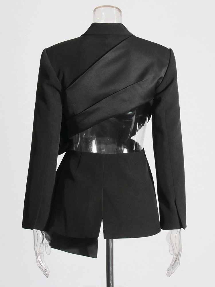 V Neck Bow Patchwork Suit Blazer
