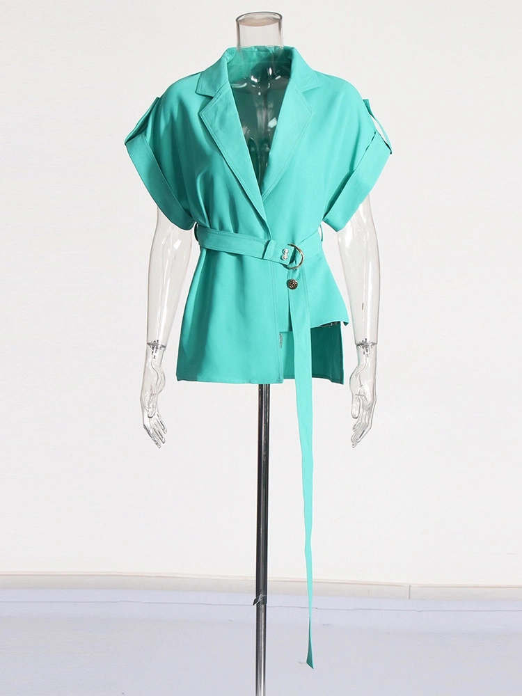 V Neck Tie Waist Short Sleeve High Waist Two Piece Set