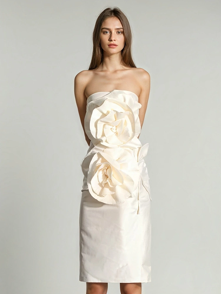 TWOTWINSTYLE Floral Strapless Dresses