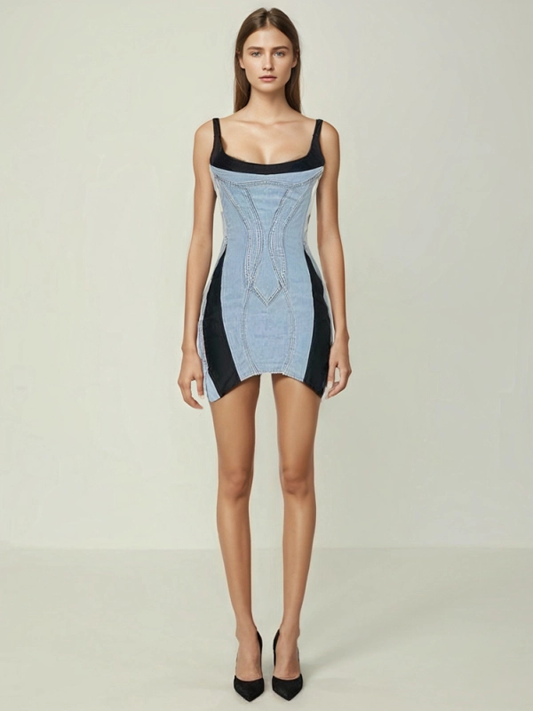 TWOTWINSTYLE Irregular Hem Suspender Mini Dresses