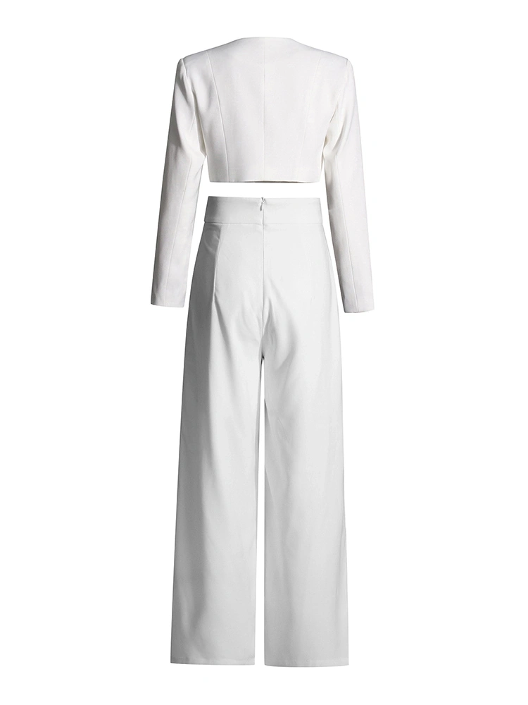 TWOTWINSTYLESTYLE Long Sleeve White Two Piece Set