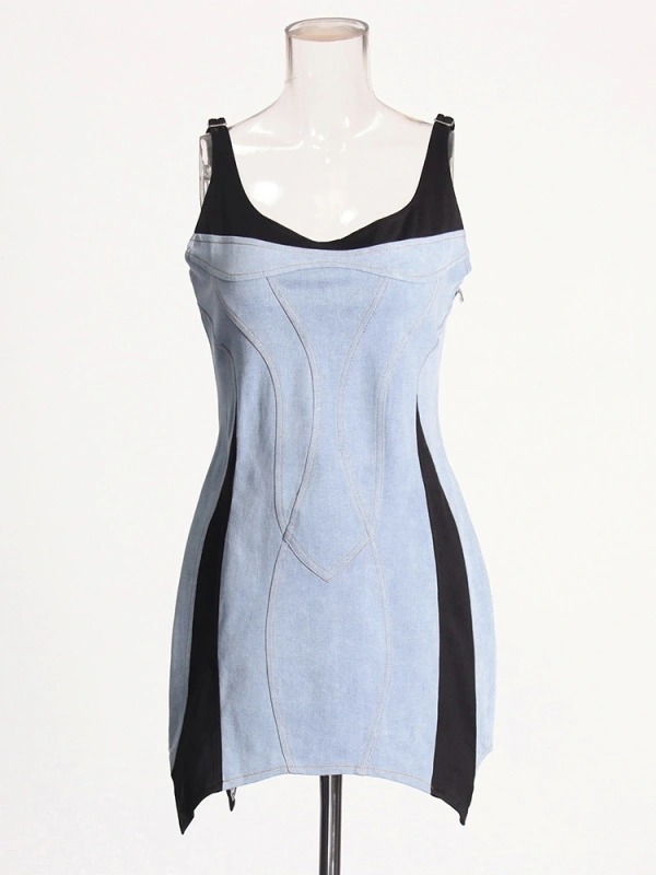 TWOTWINSTYLE Irregular Hem Suspender Mini Dresses