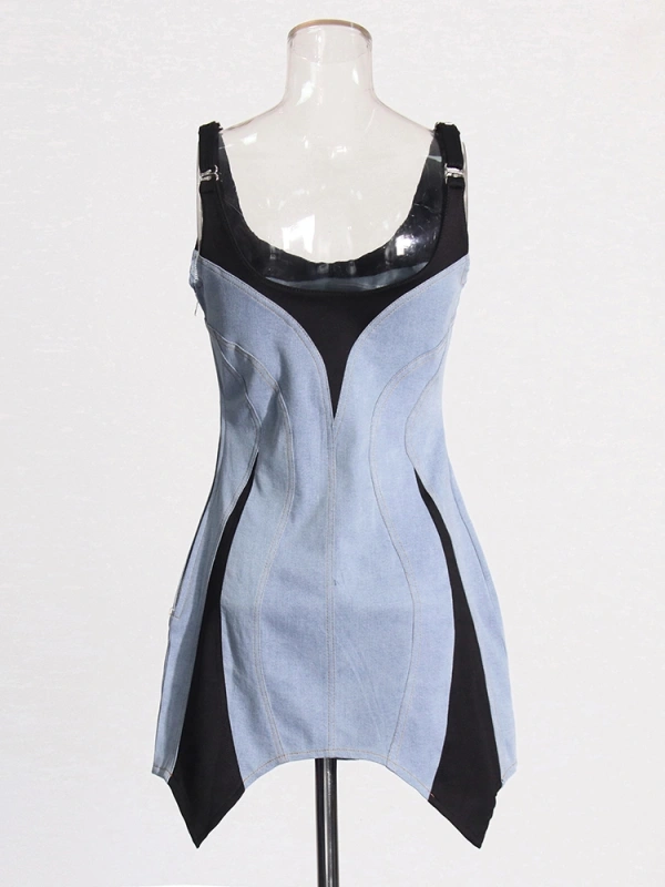 TWOTWINSTYLE Irregular Hem Suspender Mini Dresses