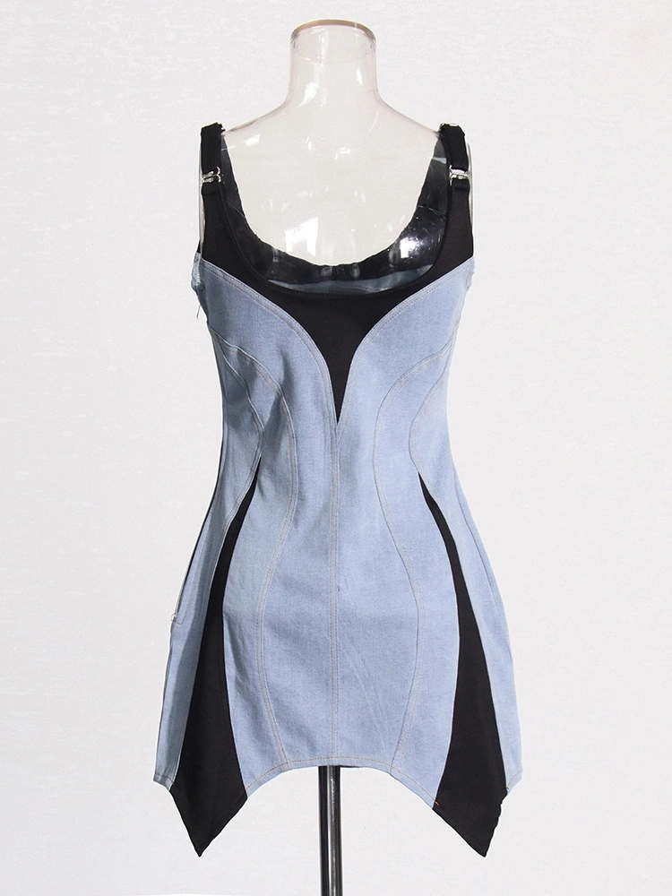 TWOTWINSTYLE Irregular Hem Suspender Mini Dresses