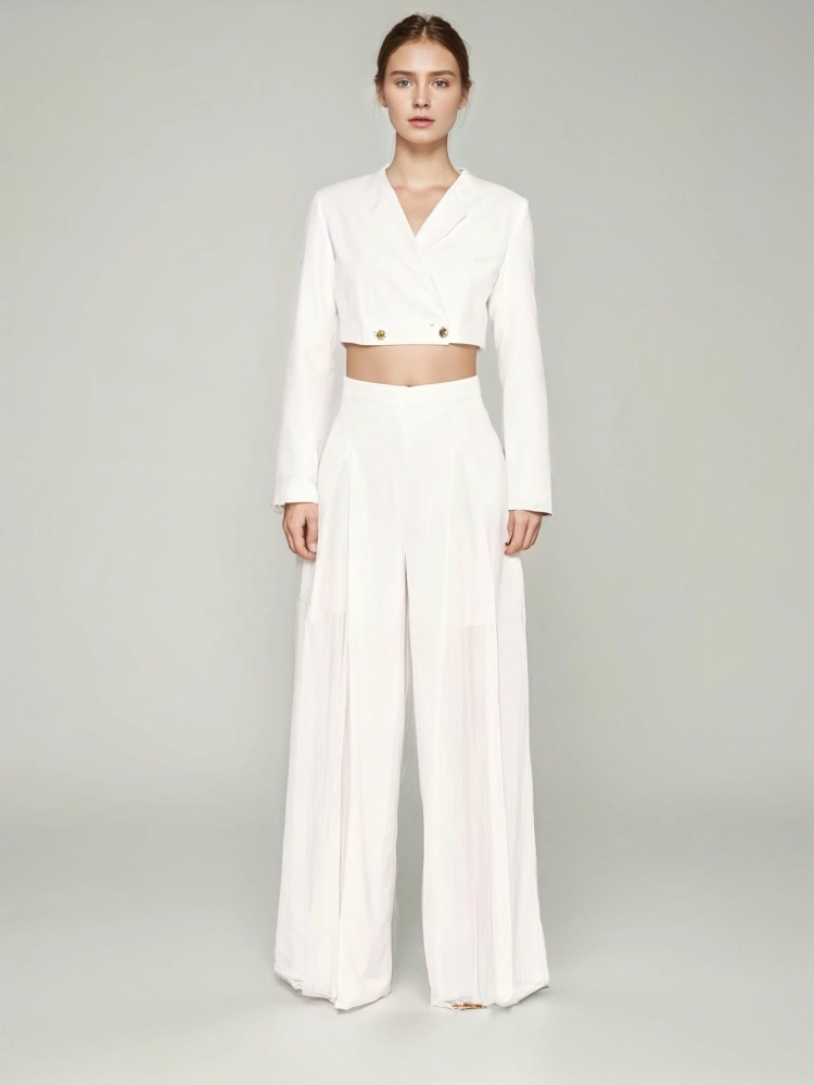 TWOTWINSTYLESTYLE Long Sleeve White Two Piece Set
