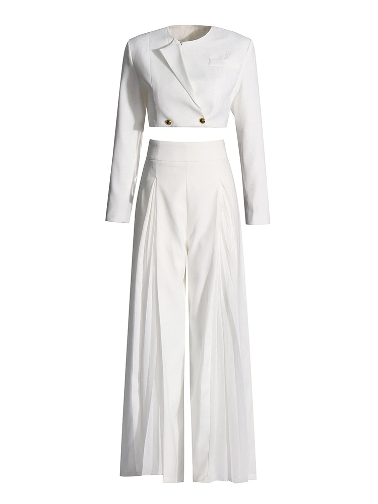TWOTWINSTYLESTYLE Long Sleeve White Two Piece Set