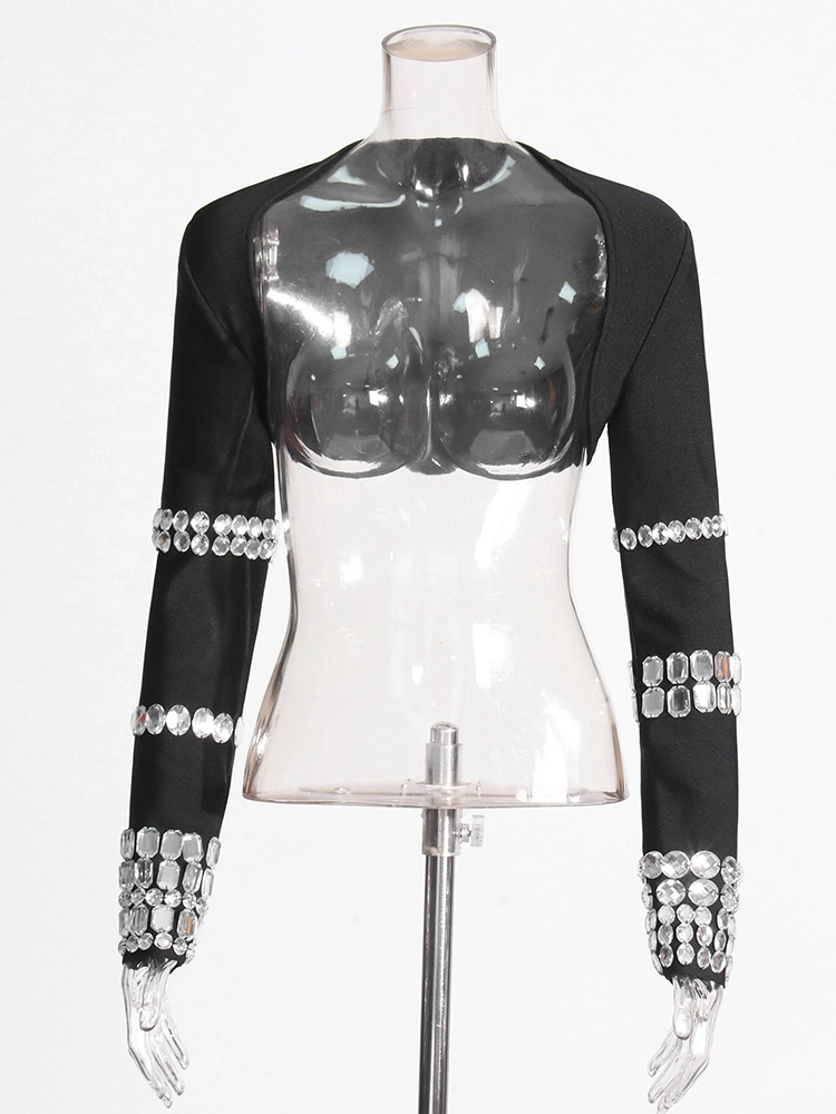 Diamond Bandaged Cardigan Short Cover Up Jacket