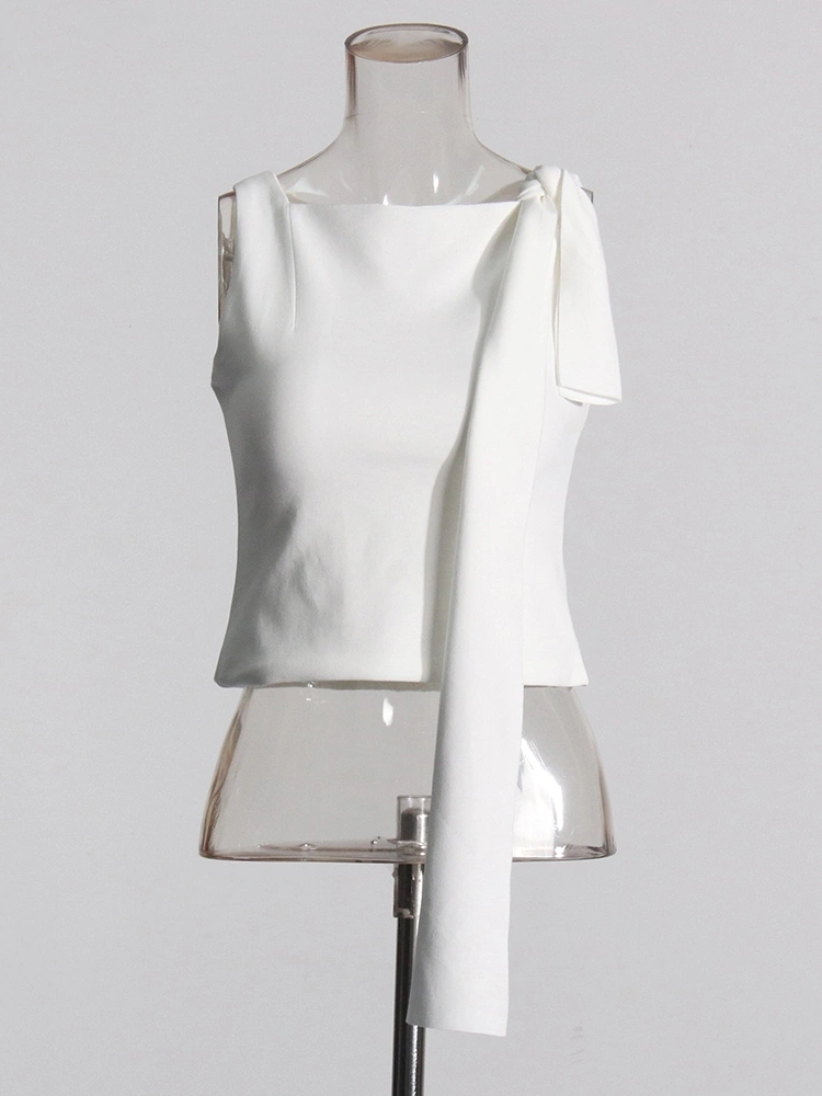 TWOTWINSTYLE Asymmetric Diagonal Shoulder Strap T-shirt Vest