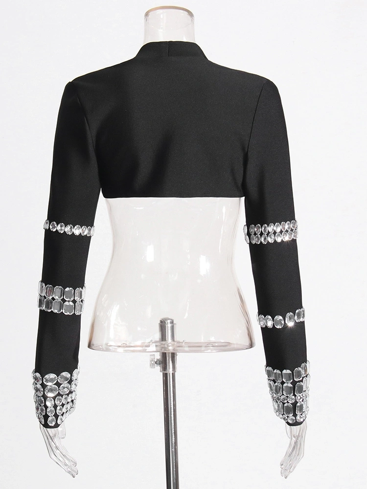 Diamond Bandaged Cardigan Short Cover Up Jacket