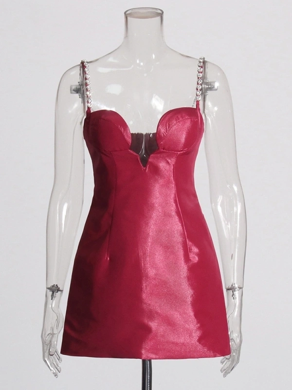 TWOTWINSTYLE Diamonds Strap Mini Dresses