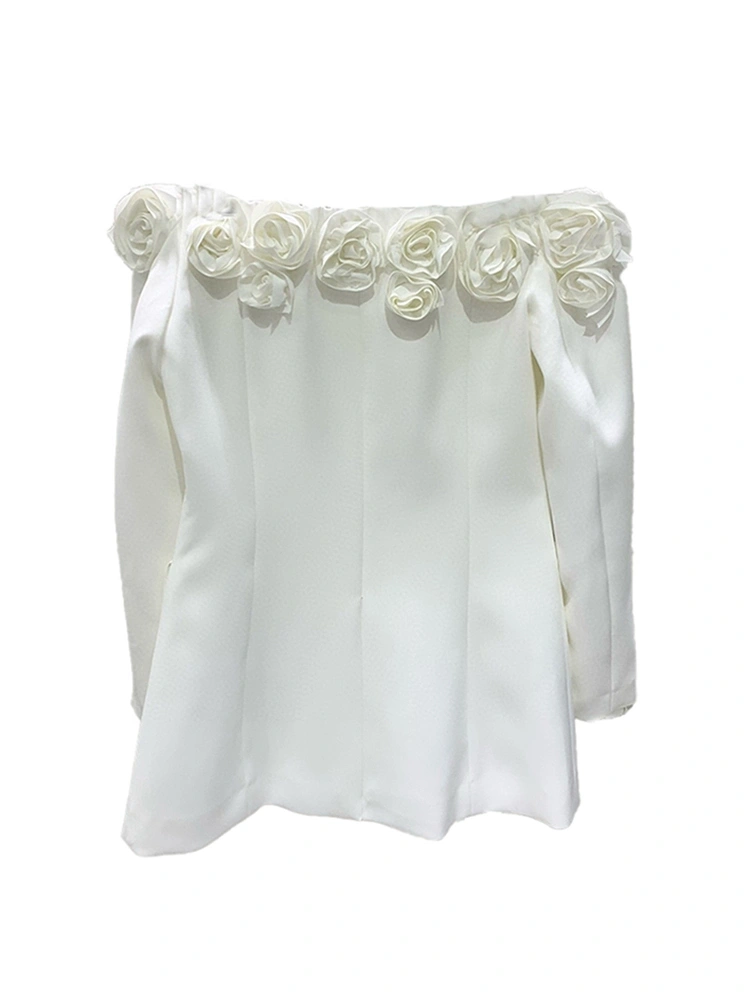 TWOTWINSTYLE Cut Floral Strapless Suit Mini Dress