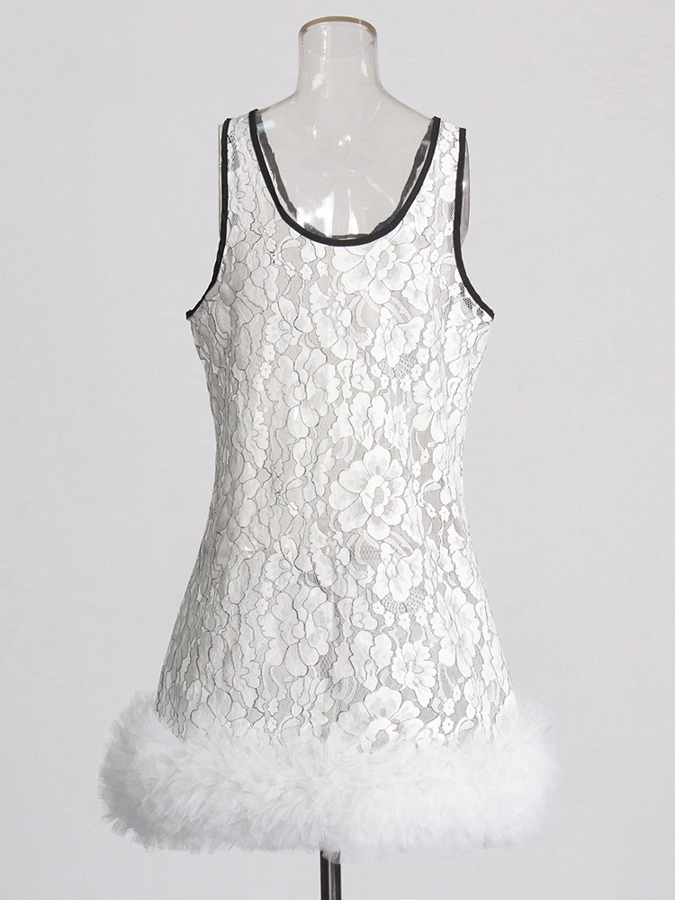 TWOTWINSTYLE Hollow Out Embroidered Lace Camisole Dress