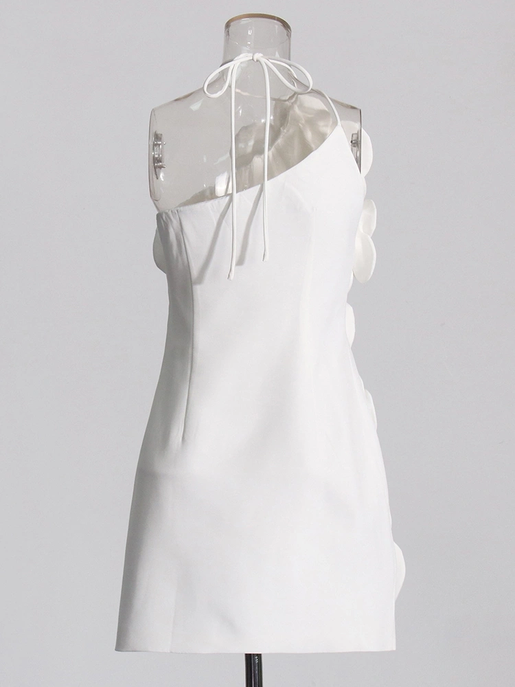 TWOTWINSTYLE Flower Hanging Neck Strapless Mini Dress